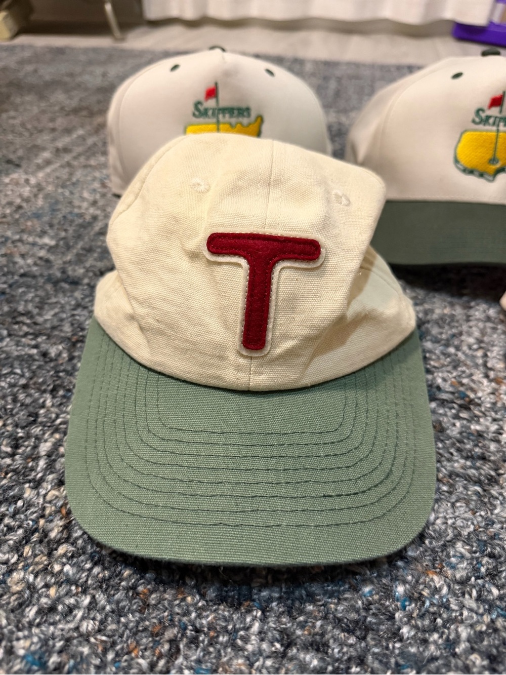 Baseball Caps - Cream & Green - Picture 5 of 7
